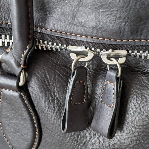 Genuine Leather Rabeanco Long Black Tote Bag Like New - Picture 3 of 10